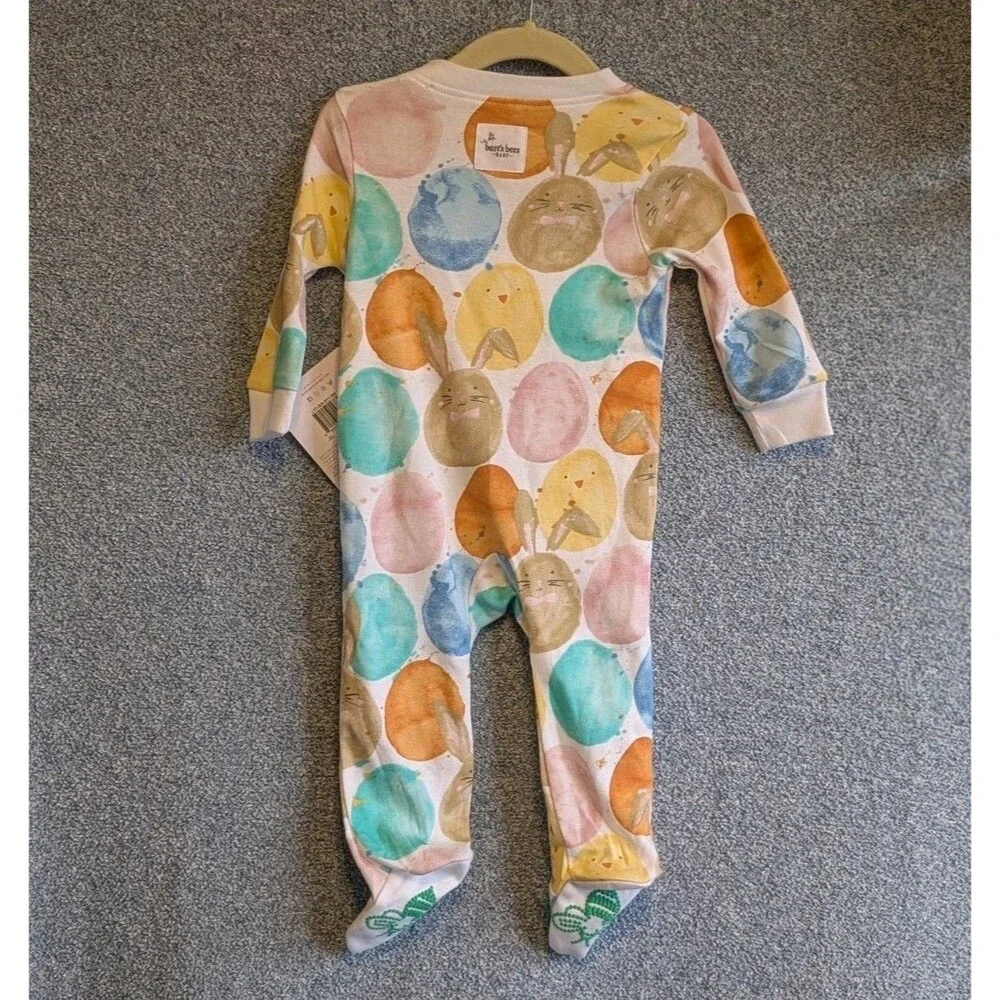 Burt's Bees Baby Size 3-6M Easter Friends Organic Cotton Footed Play Sleep Suit
